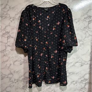City Chic floral button down blouse Size L/20